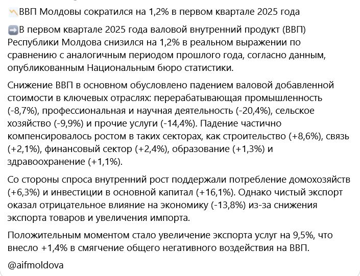 Moldova is in recession: the current model is outdated.